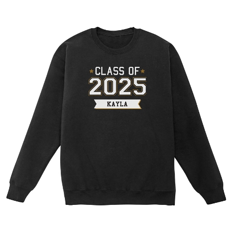 Varsity Letter Graduation Sweatshirt - Crew - Black - S