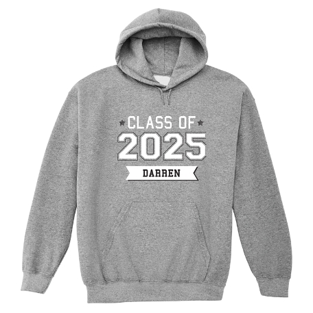 Varsity Letter Graduation Sweatshirt - Hooded - Gray - XL