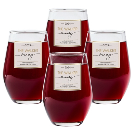 Golden Name Winery Stemless Wine Glass - Set of 4
