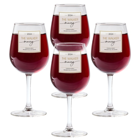 Golden Name Winery Wine Glass- Set of 4