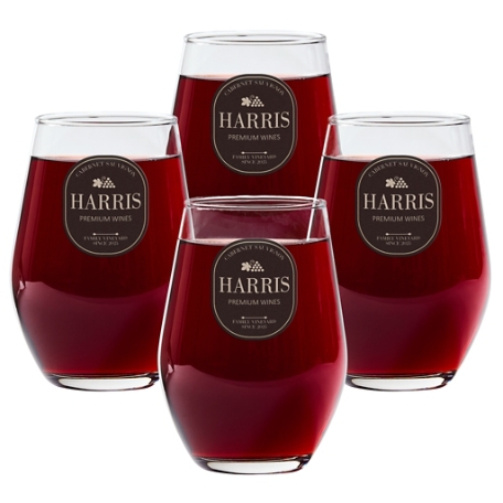 Premium Wines Stemless Wine Glass - Gray - Set of (4)