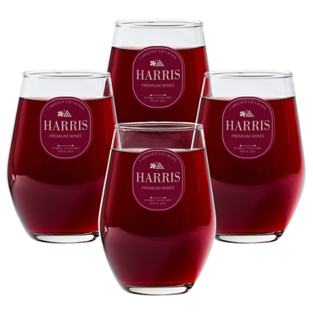 Premium Wines Stemless Wine Glass - Red - Set of (4)