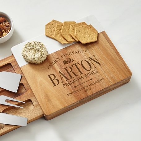 Premium Wines Marble Wood Cheese Board