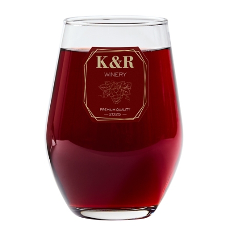 Vineyard Monogram Stemless Wine Glass - Red - Single Glass