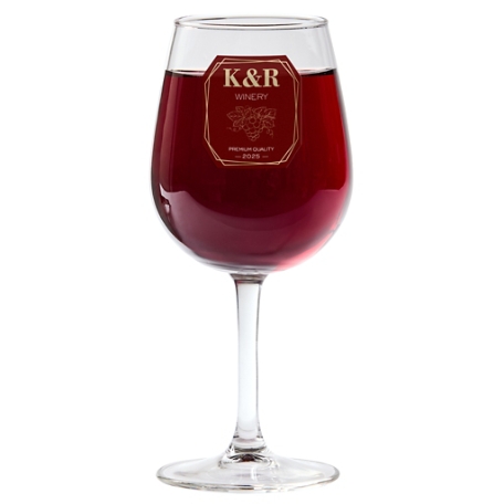 Vineyard Monogram Wine Glass - Red - Single Glass