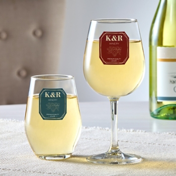 Vineyard Monogram Wine Glass