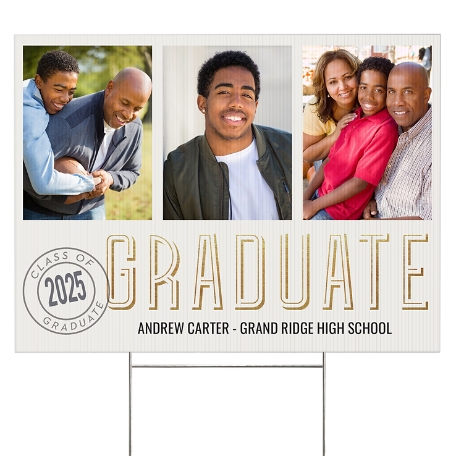 Seal of Success Graduation Photo 2 Sided Yard Sign - Ivory