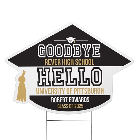 New Beginnings Graduation Cap Yard Sign - Large