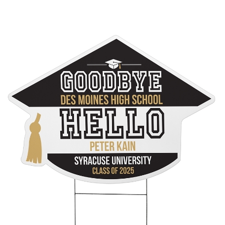 New Beginnings Graduation Cap Yard Sign  - Small