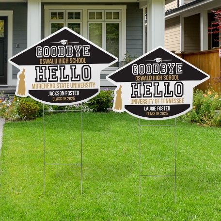 New Beginnings Graduation Cap Yard Sign