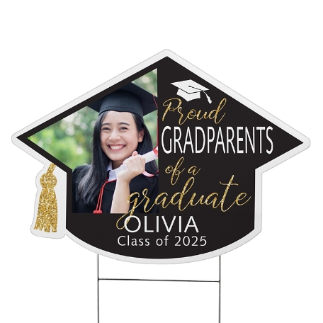 Proud Family Graduation Cap Yard Sign -Photo - Small