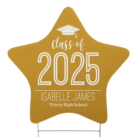 Proud Year Graduation Star Yard Sign - Gold - Small