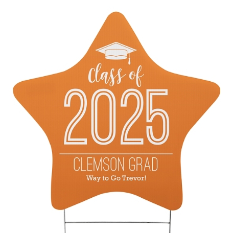 Proud Year Graduation Star Yard Sign - Orange - Small