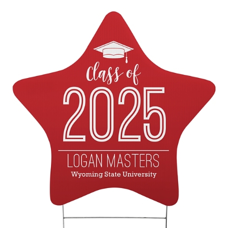 Proud Year Graduation Star Yard Sign - Red - Small