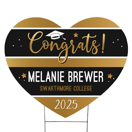 Graduation Stripes Heart Yard Sign - Large