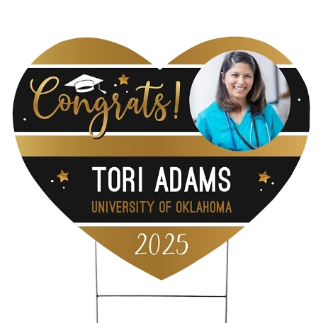 Graduation Stripes Photo Heart Yard Sign - Small