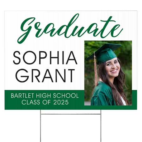 Sophisticated Graduate Photo 2 Sided Yard Sign - Green