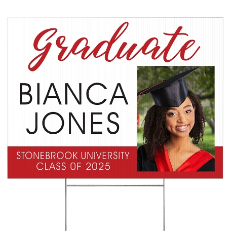 Sophisticated Graduate Photo 2 Sided Yard Sign - Red