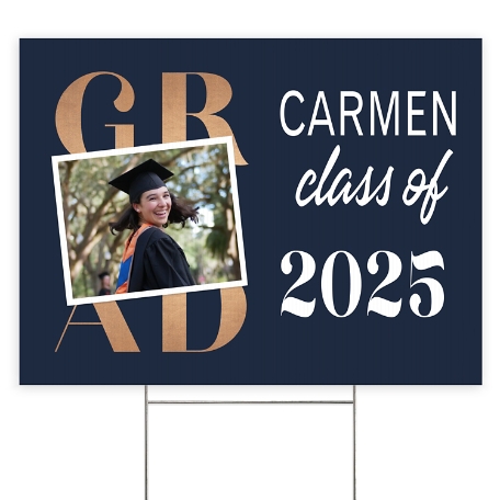 Golden Graduate Photo 2 Sided Yard Sign