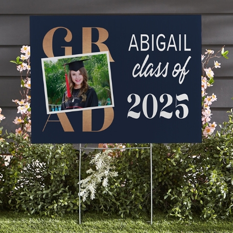 Golden Graduate Photo Yard Sign