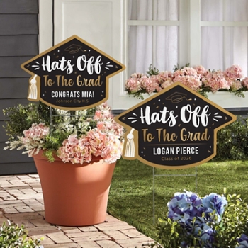 Hat's Off! Graduation Cap Yard Sign