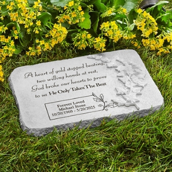 A Heart Of Gold Sculpted Memorial Stone