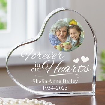 In Our Hearts Memorial Photo Acrylic Heart