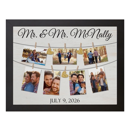 We Belong Together Wedding Photo Canvas - 18X24 - Framed - Gold Hearts
