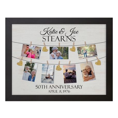 We Belong Together Anniversary Photo Canvas - 18X24 - Framed - Gold Hearts