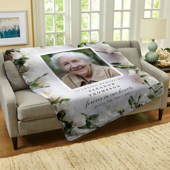 Floral Memories Sympathy Photo Plush Blanket