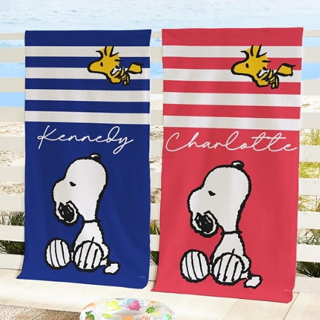 PEANUTS® Snoopy™ & Woodstock Stripes Beach Towel