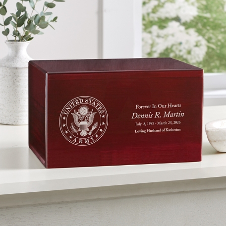 U.S. Army® Seal Memorial Engraved Wood Cremation Urn
