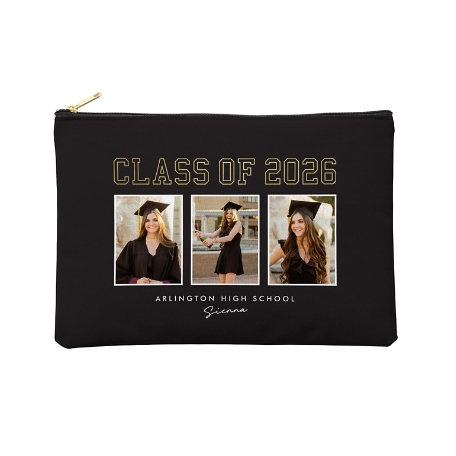 Golden Trio Graduation Photo Zipper Pouch - Large