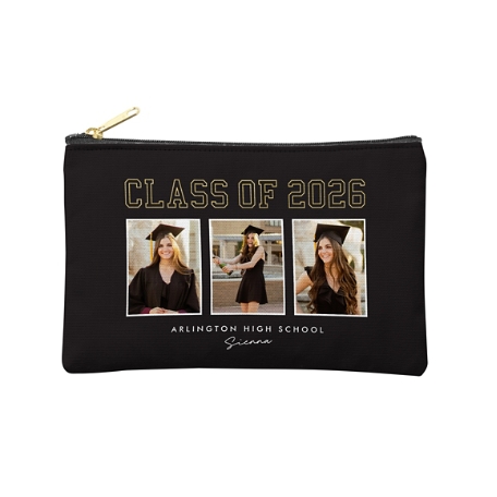 Golden Trio Graduation Photo Zipper Pouch - Small