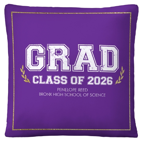Graduation Scroll School Colors Throw Pillow - 16x16 - Purple