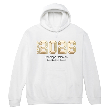 Illuminated Year Graduation Sweatshirt - Hooded - White - Large