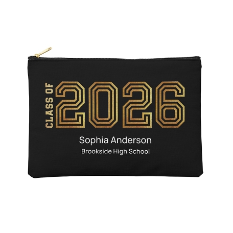 Illuminated Year Graduation Zipper Pouch - Large - Black