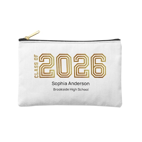 Illuminated Year Graduation Zipper Pouch - Small - White