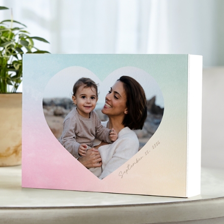 Pastel Heart Photo Wood Block