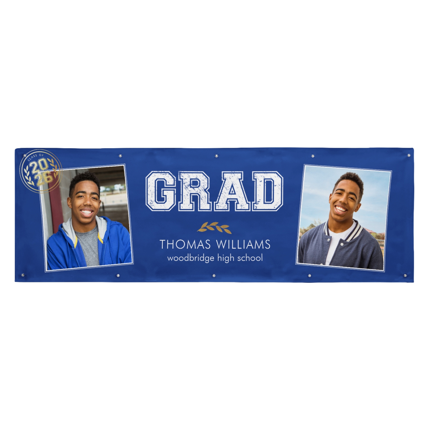Graduation Scroll School Colors Photo Banner - 10ft - Blue at Gifts.com