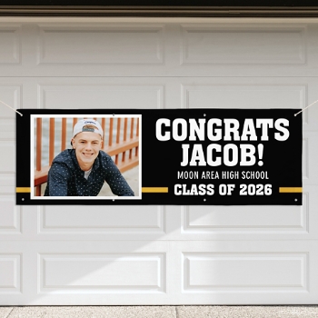 Varsity Stripe Graduation Photo Banner