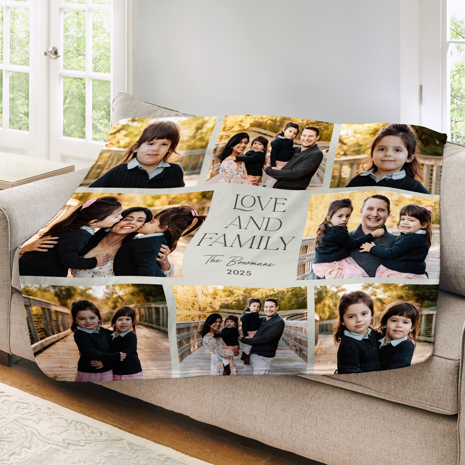 Love and Family Photo Plush Blanket