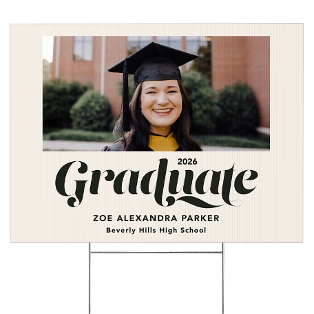 Swirling Graduate Photo Yard Sign - 2 sided