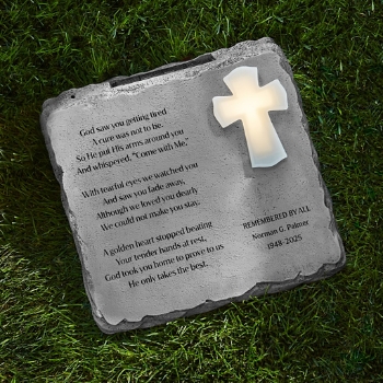 Cross Memorial Solar Garden Stone