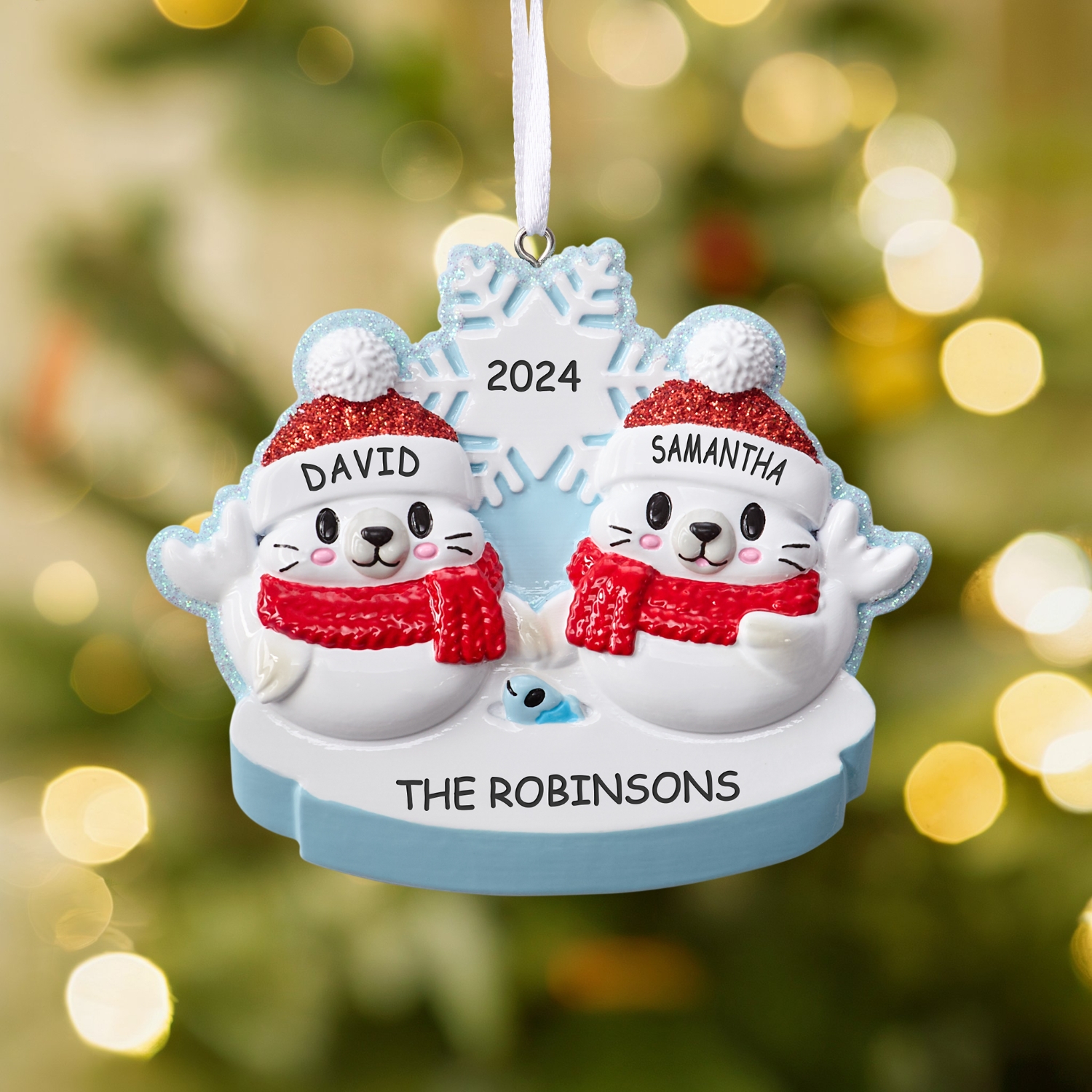 Arctic Seal Family Couple Ornament