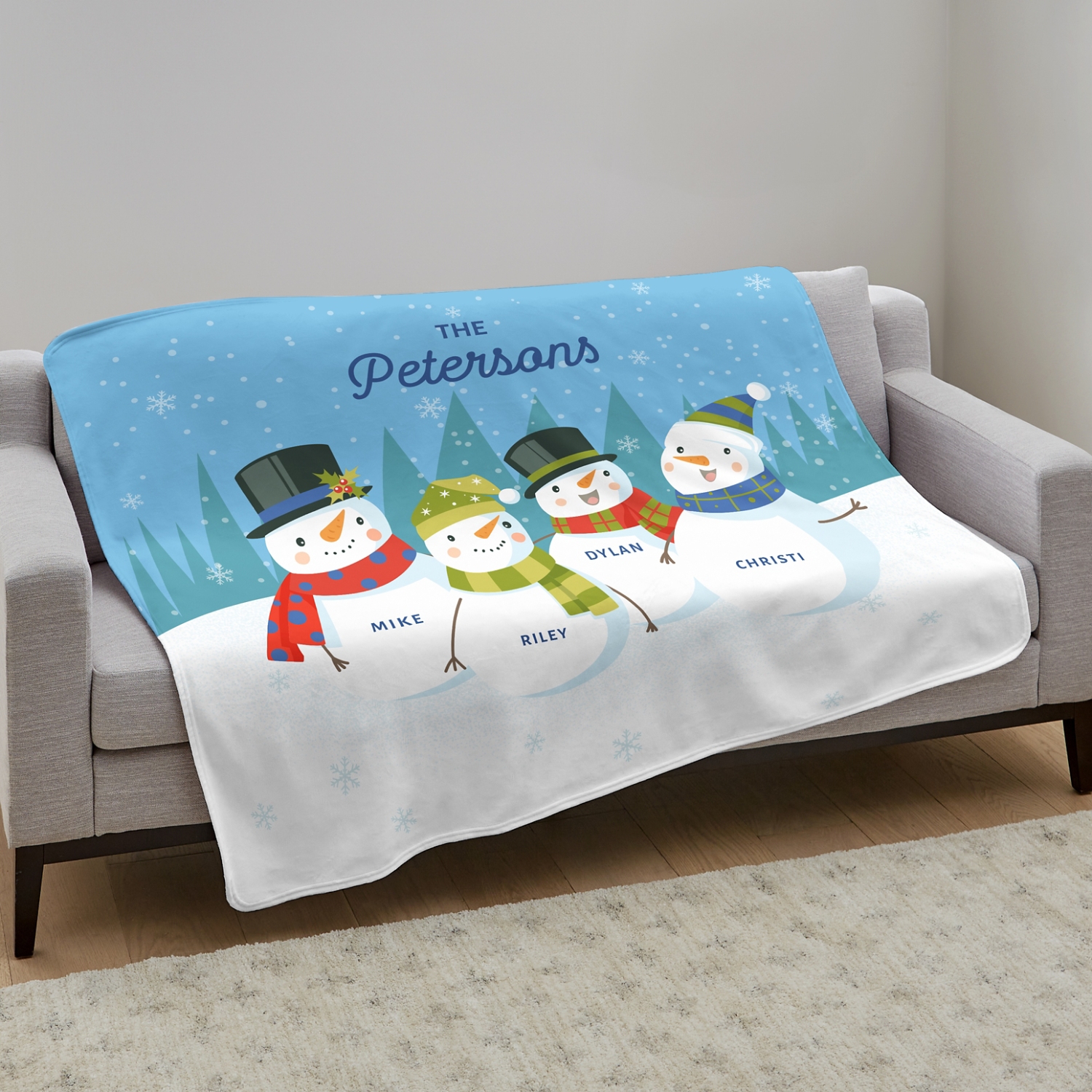 Snowman Family Movie Watching Blanket