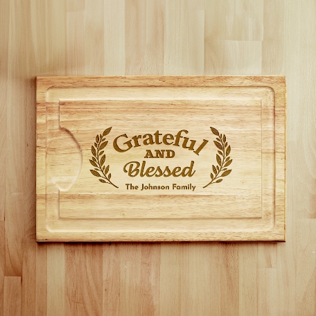 Grateful and Blessed Maple Wood Cutting Board