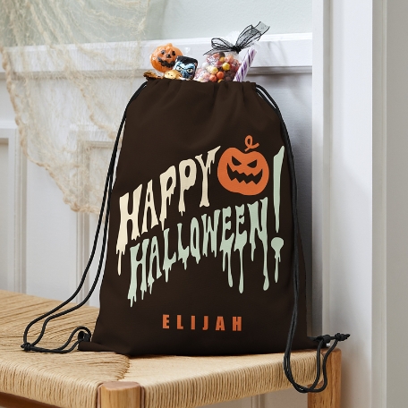 Happy Halloween Drawstring Treat Bag