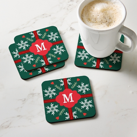 Holiday Snowflake Initial Coasters