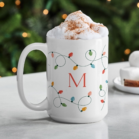 Holiday String Lights Initial Mug